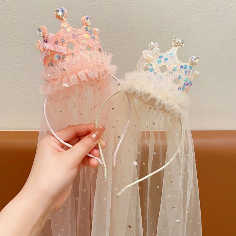 Glitter Tablecloth - 공주 크라운 베일 머리띠 반짝이는 튤