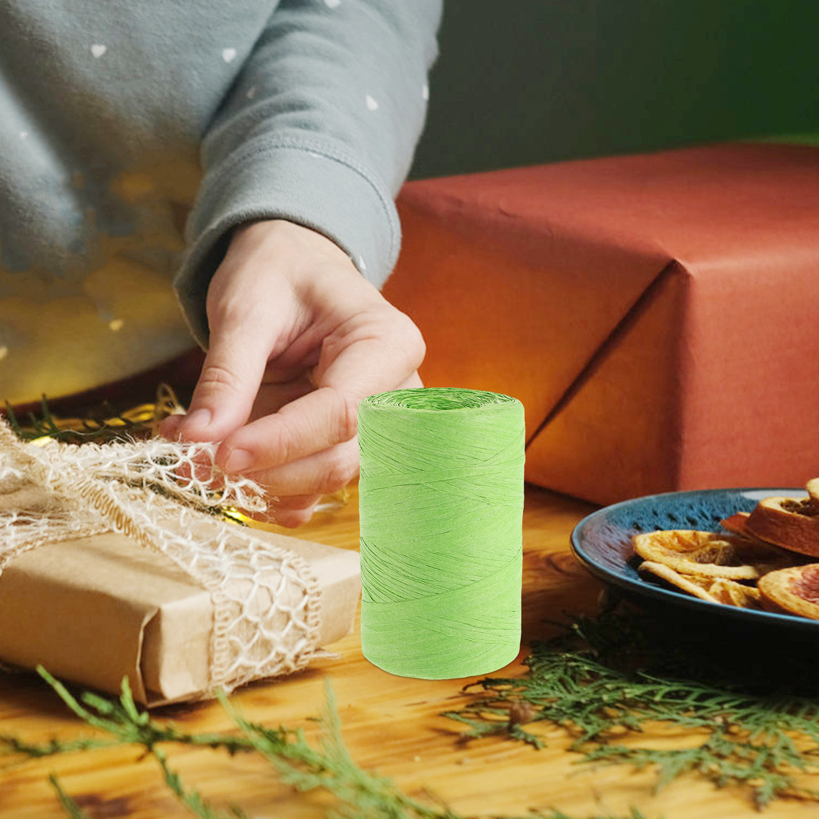 라피아 종이 색상의 평평한 끈 포장 리본 DIY 공예  - Papercraft Supply Ribbon 리뷰 및 가격