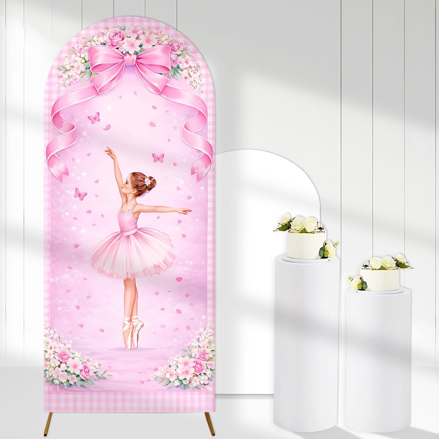 맞춤형 양면 발레리나 아치 배경 커버 생일 파티 장식  - Dessert Table Backdrop 리뷰 및 가격