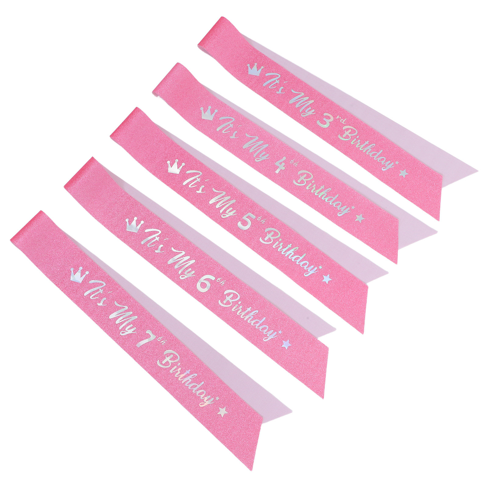 반짝이는 장식으로 꾸민 핑크색 공주 스타일의 생일 가랜 - Birthday Sash Glitter 리뷰 및 가격