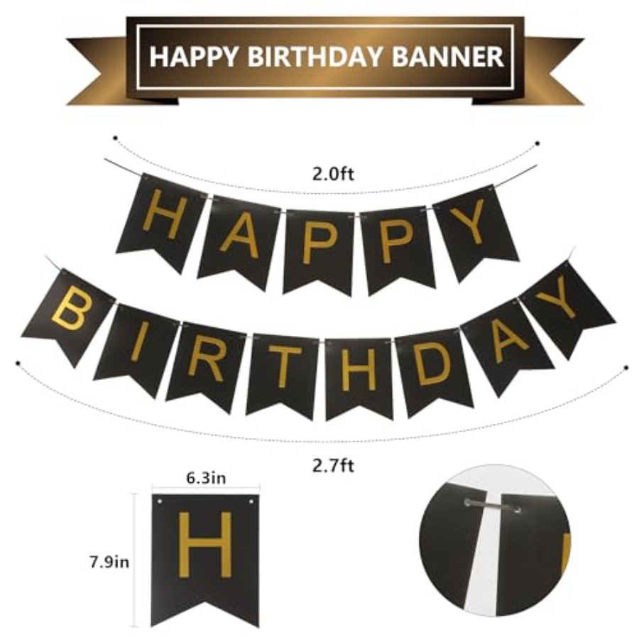 검정색과 금색 줄무늬 배너와 삼각형 깃발 세트 |    - Party Banner Gold 리뷰 및 가격